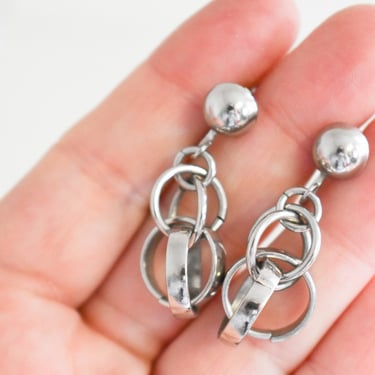 1960s Silver Rings Screw Back Earrings 
