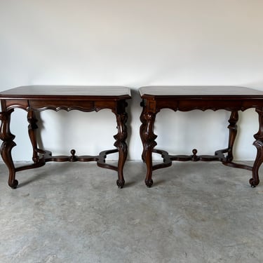 Vintage Century Carved Wood Side - Console Tables - a Pair 