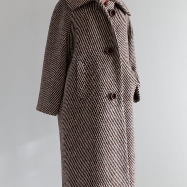 Cozy 1960's Herringbone Wool Coat by Victoria / ML