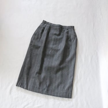 wool micro stripe skirt - 27 - vintage 90s y2k size small gray straight pinstripe striped knee skirt 