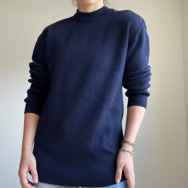 Vintage Quimper Made in France Navy Blue Minimalist Thick Winter Sweater Sz 6 