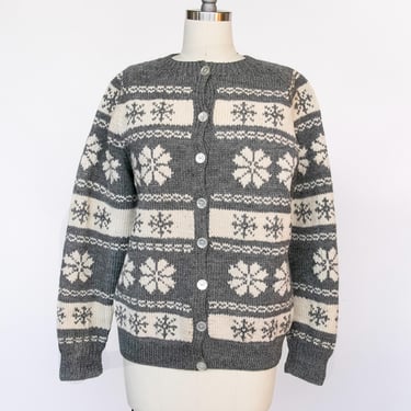 1960s Norwegian Sweater Wool Knit Cardigan M 