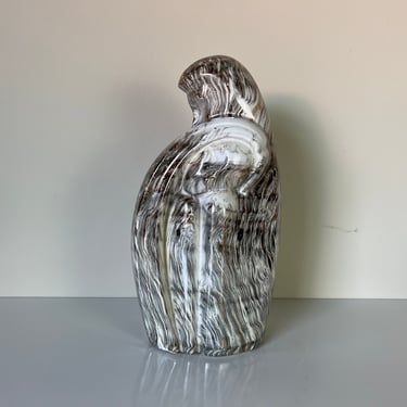 80's Vintage Faux Marble Embraced Ceramic Sculptur 