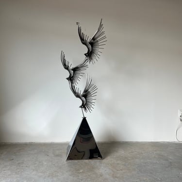 1970's Curtis Jere "Three Birds in Flight" Floor Sculpture 