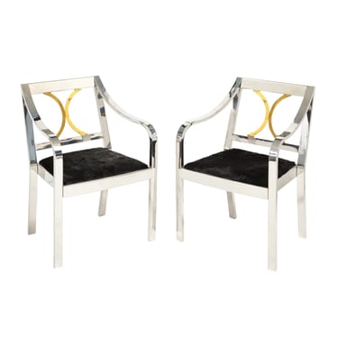 Karl Springer Pair of Exceptional "Regency Arm Chairs" 1980s