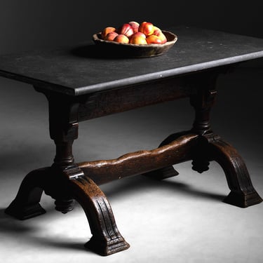 Stone & Carved Wood Table / Desk