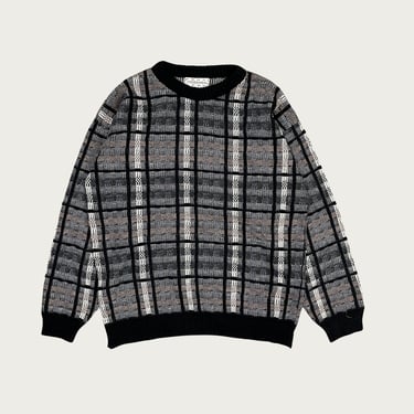 (M) Monochrome Plaid Sweater