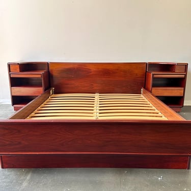 Danish MCM Rosewood Queen Platform Bed Set 