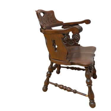 Morphew Abode Late 19Th Century Jacobean Oak Hand Carved Chair 