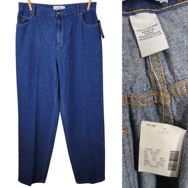 NEW Vintage Jeans Womens 16 Tall 36x34 High Rise Blue Denim Straight Leg Dark 