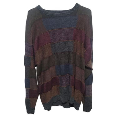 Cambridge Classics Men's Color Block Pull Over Golf Sweater Crew Xl Blue Brown 