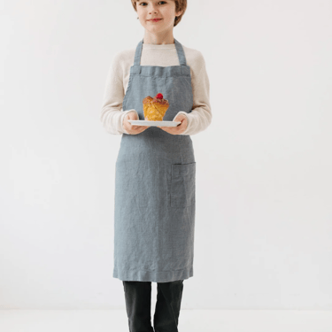 Linen Tales Kids Pinafore Apron | Blue Fog