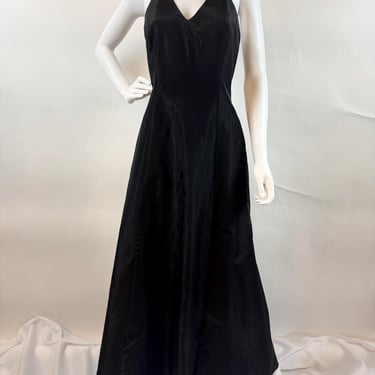 Early 2000s Laundry Taffeta Black Gown 