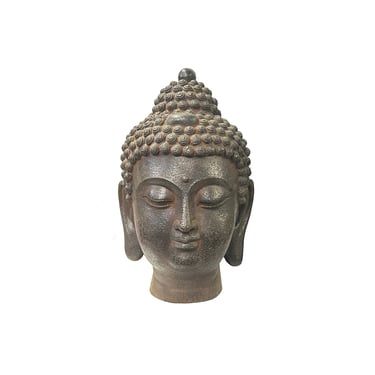 10 " Vintage Iron Metal Finish Rustic Buddha Head Display Figure ws3572E 