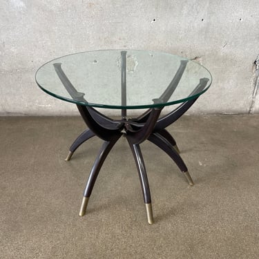 1950's Spider Legs/Glass Top Side Table