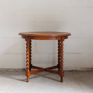 1940s English oak barley twist side table