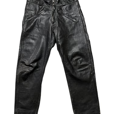 Vintage 1960s BROOKS Leather Motorcycle Pants ~ 36.5 W ~ Racing ~ Biker ~ Talon Zipper ~ 36 37 