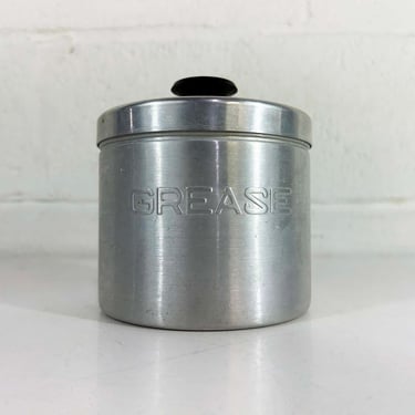 Vintage Aluminum Grease Canister Copper Lid Handle Metal Jar Retro Kitchen Art Deco 1950s 50s Strainer 