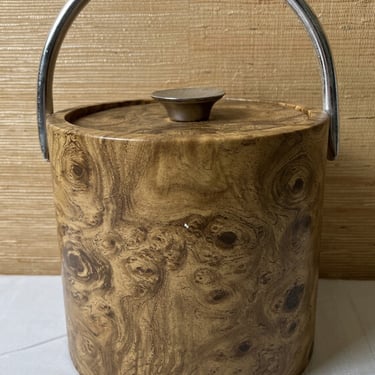 1970s Faux Burled wood ice bucket
