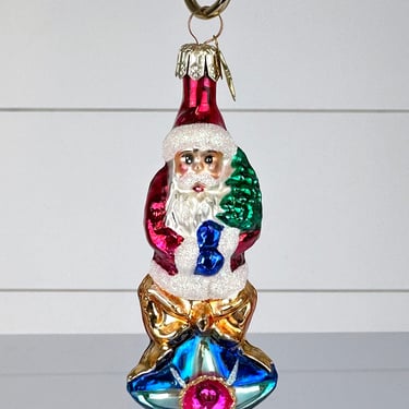 Christopher Radko Santa on a Star Gem Reflector Glass Christmas Ornament 