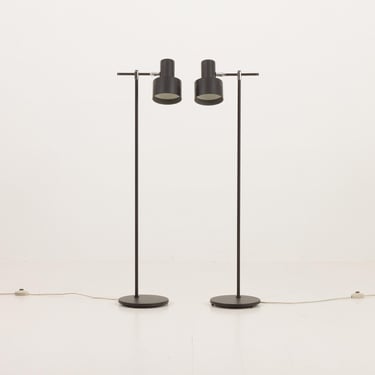 Pair of Jo HammerborgJunior floor lamps, Fog&Morub, Denmark, 1970s. Set of 2 