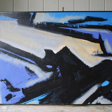 Original Mid Century Modern Abstract Acrylic Painting on Canvas Colier? 