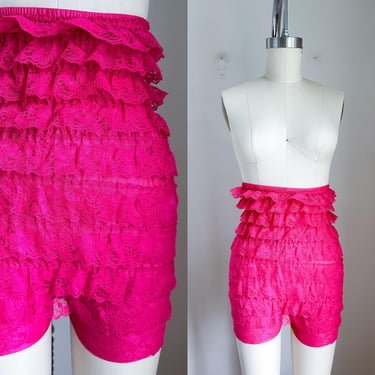 Vintage 1980s Pink Lace Bloomers / Youth L // XS 