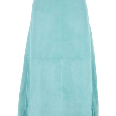 Bottega Veneta Women Light Blue Suede Skirt