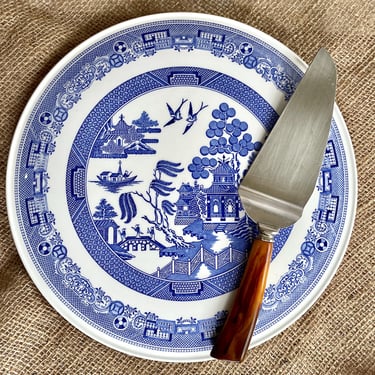 Vintage Spode England, Blue Room Collection, Willow pattern Cake Serving Plate - Chinoiserie, Classic, Host Hostess Gift, Mint Condition 