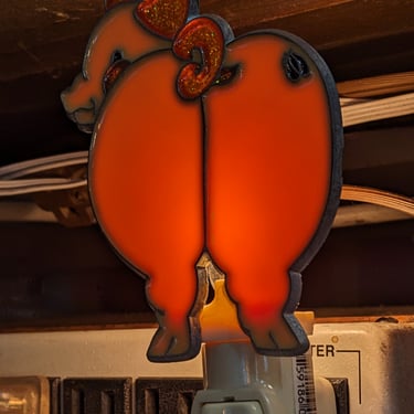 Stained Glass Pig Night Light