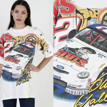 Rusty Wallace All Over Print T Shirt, Vintage Elvis Presley Ford Taurus NASCAR Tee, 2 Sided AOP Racing T Shirt XL 