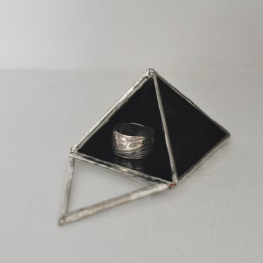 Magus Pyramid Display Box, Small - black glass pyramid - jewelry box - hinged - silver or copper - eco friendly 