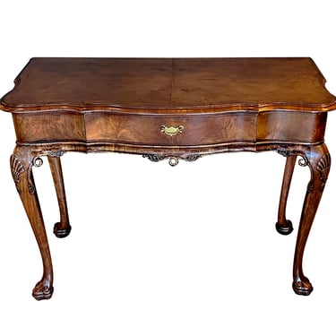 19th Century English Arbalète-form Single-drawer Walnut Console Table