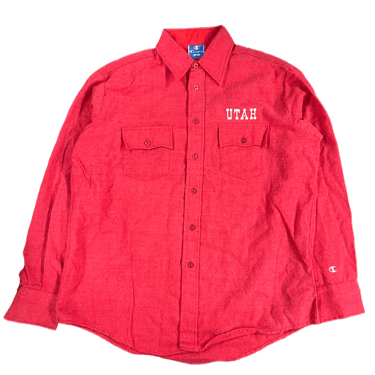 Vintage Champion &quot;Utah&quot; Red Tri-Blend Button Up Shirt
