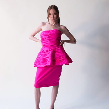 Shocking Pink Sculptural Dress | Victor Costa 