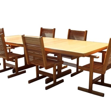 Post Modern Stephen Hynson Studio Handmade Walnut Wood Dining Table and 6 Chairs 