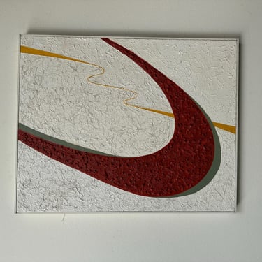 70's Mid-century Whiteread Mixed Media Abstract Painting, Framed 