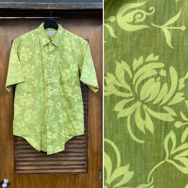 Vintage 1960’s “Reyn’s Menswear” Mod Reverse Print Tiki Cotton Hawaiian Ivy League Shirt, 60’s Button Down Shirt, Vintage Clothing 