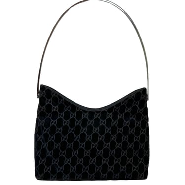 Gucci Dark Navy Velvet Metal Shoulder Bag