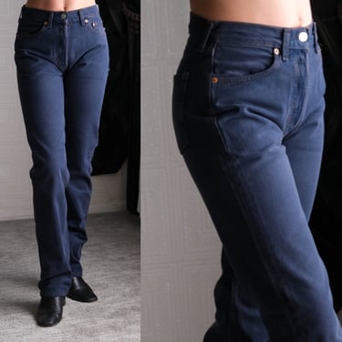 Vintage 90s LEVIS Deep Stone Indigo Wash 501 High Waisted Jeans Unworn New w/ Tags | Size 27x34 | DEADSTOCK | 1990s Levis Unisex Denim 