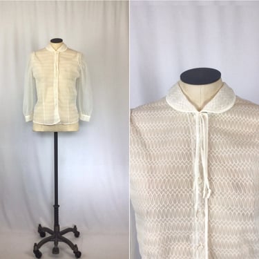 Vintage 40s blouse | Vintage sheer white button up top | 1940s smocked A Dawn blouse 