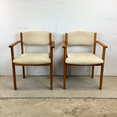 Pair Scandinavian Modern Teak Armchairs 