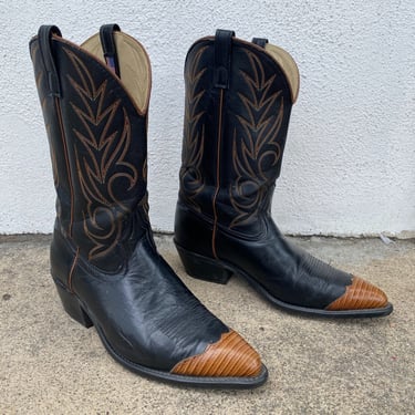 80s Black Leather Cowboy Boots