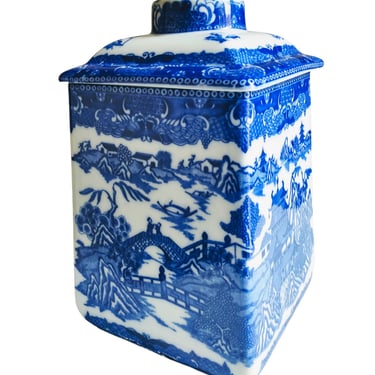 VINTAGE Blue Willow Tea Caddy, Ringtons Pagoda Tea Caddy, Home Decor 