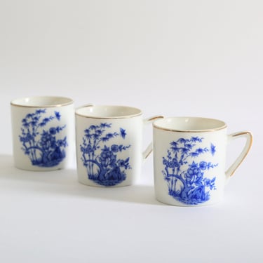 Vintage Inarco Japan blue floral tea cups | Set of 3 