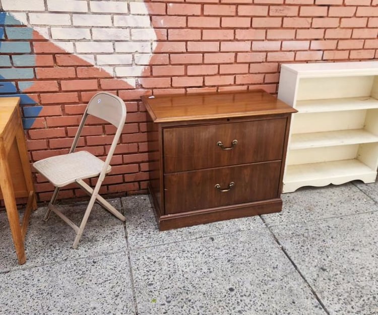 Two Drawer Chest. Walnut.