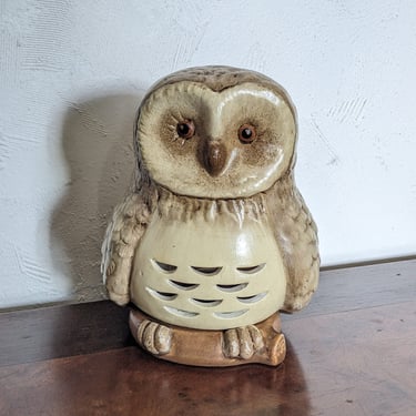 Vintage Barn Owl Table Lamp Light Candle Holder 