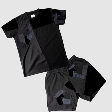 black 'all-over reroll' bundle (tee shirt + short)