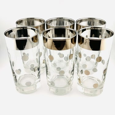 Vintage Vitreon Queens Lusterware Silver Polka Dot Glasses