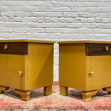 Mid Century Modern DUTCH NIGHTSTANDS / Bedside Tables Art Deco, c. 1950's, a Pair 